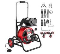 VEVOR Macchina per Pulizia Scarico 30 m x 12,7 mm, Trivella per Fognatura ad Alimentazione Automatica, con Ruote, Tamburo Regolabile, 8 Lame e Interruttore a Pedale per Tubi da 50 mm a 150 mm