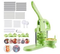 VEVOR Macchina per Spille, Macchina Punzonatrice 200 pezzi Kit per Fustellatrice Manuale per Badge 58/75 mm, Impugnatura Ergonomica, per Spille Personalizzate Fai da te, Verde