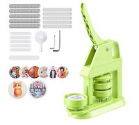 VEVOR Macchina per Spille da 58 mm in Plastica, Pressa con 100 Accessori Libretto Magico Taglierina Circolare e Chiavi Esagonali, Impugnatura Ergonomica Rinforzata, Colore Verde, per Produzione Spille
