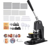VEVOR Macchina per Spille, Macchina Punzonatrice Manuale con 300 pezzi di Badge Dimensioni 32/58/75mm, Impugnatura Ergonomica, per Spille Personalizzate Fai da te, Nero