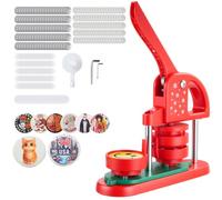 VEVOR Macchina per Spille Rotonde, Macchina Punzonatrice con 100 pezzi Kit per Fustellatrice Manuale per Badge 58 mm, Impugnatura Ergonomica, per Spille Personalizzate Fai da te, Rosso