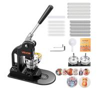 VEVOR Macchina per Spillo Bottoni 58 mm, Macchina per Spille con 500 Pezzi di Bottoni, Taglierina Circolare, Chiavi Esagonali e Libro Magico, Impugnatura Ergonomica, per Spille Personalizzate, Nero