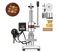 VEVOR Macchina per Stampa e Punzonatura a Caldo di Dimensioni 10 x 10 cm, per Lavorazione Cuoio, Pressione 160 kg, Corsa 40 mm, Fissaggio del Mandrino, con Pannello di Controllo Digitale Temperatura
