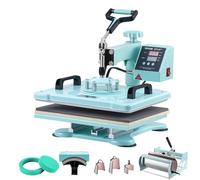 VEVOR Macchina per Trasferimento Termico 300 x 380 mm Macchina per Pressatura a Caldo 8 in 1 con Pressa Tamburo 0,17-0,85 kg Pressatura per Magliette Oscillante a 360° per Magliette/Cappelli, Verde