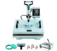 VEVOR Macchina per Trasferimento Termico 300 x 380 mm Macchina per Pressatura a Caldo 8 in 1 con Pressa Tamburo 0,17-0,85 kg Pressatura per Magliette Oscillante a 360° per Magliette/Cappelli, Verde