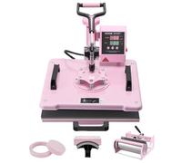VEVOR Macchina per Trasferimento Termico 300 x 380 mm Macchina per Pressatura a Caldo con Pressa a Tamburo da 0,85 kg Pressatura per Magliette Oscillante a 360° per Magliette/Cappelli, Rosa