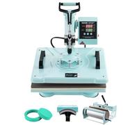 VEVOR Macchina per Trasferimento Termico 300 x 380 mm Macchina per Pressatura a Caldo 5 in 1 con Pressa a Tamburo 0,85 kg Pressatura per Magliette Oscillante a 360° per Magliette/Tazze/Piatti, Verde