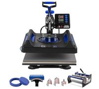 VEVOR Macchina per Trasferimento Termico 380 x 380 mm Macchina per Pressatura a Caldo 8 in 1 con Pressa a Tamburo 0,85 kg Pressatura digitale per Magliette Oscillante 360° per Tazze/Piatti, Nero + Blu