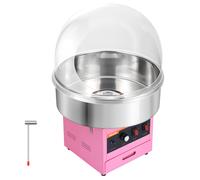 VEVOR Macchina per Zucchero Filato Soffice con Coperchio Trasparente Rosa