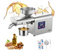 VEVOR Macchina Pressa Elettrica Spremitura dell'Olio, Estrattore Automatico Frantoio per Olio 3,75 kg/h Pressatura a Caldo 50 °C-300 °C, Estrazione Semi Arachidi Sesamo Mandorle, Acciaio Inox