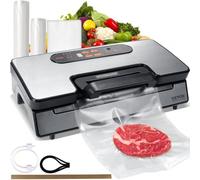 VEVOR Macchina Sottovuoto per Alimenti 130W Sigillatore per Cibi Umidi Secchi Marinatura Rotoli Inclusi 90 Kpa Conservazione del Cibo con Doppia Pompa a Vuoto Lunghezza 30cm con Sacchetto Sigillato