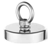 VEVOR Magnete da Pesca, Neodimio Super Forte, 318 kg di Forza di Trazione, Rotondo, Argento