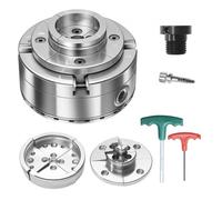 VEVOR Mandrino per Tornio per Legno 102 mm, Mandrino Autocentrante a 4 Griffe per Tornitura di Legno Adattatore da 1 pollici x 8 TPI Accessori con Griffe Valigetta per Trasporto, Acciaio Nichelato