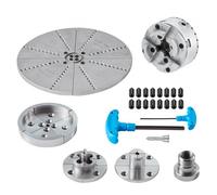 VEVOR Mandrino per Tornio per Legno φ96 mm, Mandrino per Tornio a 5 Griffe KP965, Mandrino per Tornitura per Legno con 5 Griffe Chiave a T Autocentrante per Torni Rettifica Fresatura, Mandrino Tornio