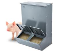 VEVOR Mangiatoia per Suini, Capacità di 90,92 L Mangiatoia per Suini con Doppia Porta, Mangiatoia per Suinetti in Acciaio Resistente, Mangiatoia per Bestiame all'Aperto, per Nutrire Fino a 8 Maiali