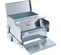 VEVOR Mangiatoia per pollame, capacità 11,3 kg, mangiatoia per pollo con coperchio e serratura, dispenser di cibo da esterno, senza sprechi, alimentatore in metallo zincato resistente alle intemperie