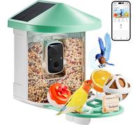 VEVOR Mangiatoia Uccelli Telecamera AI Energia Solare 2 Pannelli Solari Verde