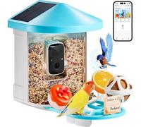 VEVOR Mangiatoia per Uccelli Intelligente con Telecamera, 2K HD AI Identifica Oltre 10000 Specie di Uccelli, Energia Solare con Acquisizione Automatica e Notifica Istantanea, 3 Pannelli Solari