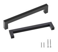 VEVOR Maniglia per Mobili da Cucina 30 Pezzi Maniglie per Armadietti Cassetti in Acciaio Inossidabile Distanza Fori Centrali 128 mm, Maniglie Quadrate Moderne per Cassetti da Cucina Bagno, Nero Opaco