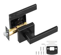 VEVOR Maniglia per Porta di Passaggio, 1 Pezzo, Leva per Porta Nera Opaca Reversibile Destra Sinistra con Serratura Senza Chiave, Rotazione di 45° per l'Apertura, Interno Quadrato Universale