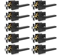 VEVOR Maniglia per Porta Interna Privacy 10 Pezzi Colore Nero Opaco Leva Reversibile per Mano Sinistra Destra con Serratura Senza Chiave Rotazione di 45° Quadrate per Porte di Camera da Letto Bagno