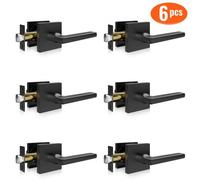 VEVOR Maniglie per Porta Interne da Corridoio Colore Nero Opaco 6 Pezzi Angolo di Rotazione da 45°, Set di Maniglie Quadrate per Porte Interne Senza Serratura 6 Pezzi per Camera da Letto Bagno Studio