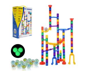VEVOR Marble Run Set, 110 Pezzi Marble Maze Building Block Brain Game 355 x 235 x 120 mm, Una Pista per Biglie con 10 Biglie Fosforescenti e 20 Biglie di Vetro, Giocattoli STEM per Bambini 0,94 kg