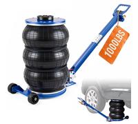 VEVOR Martinetto Pneumatico Sollevamento per Riparazione Auto 140-470 mm Capacità 5 Tonnellate, Martinetto Pneumatico 0,8-1,0 MPa con 3 Cuscini d'Aria Impugnatura Regolabile Blu per da Officina Garage