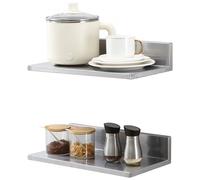 VEVOR Mensola da Parete a Forma di L Acciaio Inox 406 x 218 x 85mm Scaffale Murale per Cucina Soggiorno Capacità Carico Max. 20kg, Mensola da Parete Portaoggetti Portaspezie in Acciaio Inox per Cucina
