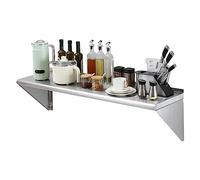 VEVOR Mensola da Parete in Acciaio Inox 1219 x 356 x 63 mm Scaffale Murale per Cucina Bagno Soggiorno Capacità Carico Max. 158 kg, Mensola da Parete Portaoggetti Portaspezie in Acciaio Inox per Cucina