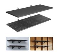 VEVOR Mensola da Parete Portaoggetti per Garage Officina 2 pezzi 122x50,3 cm, Pannelli Forati Scaffale Portaoggetti 2 Ripiani Carico Singolo 127 kg per Lavanderia Cucina Officina, Nero