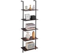 VEVOR Mensola in Tubo Quadrato Industriale, 5 Ripiani 480 x 300 mm, Mensole Galleggianti in Legno Rustico da Parete, Supporto per Libreria, Portaoggetti per Cucina, Bagno, Soggiorno, Scaffale Nero