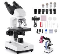 VEVOR Microscopio Binoculare, Kit Microscopio Composto con Ingrandimento, Set di Oculari, 1,3mm Due Stadi, Luce LED, Supporto per Telefono, per Studenti, Laboratorio, Scuola, Casa