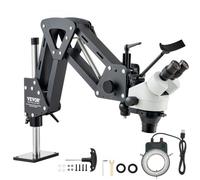 VEVOR Microscopio Multidirezionale con Staffa Molla, Microscopio con Ingrandimento 7X-45X, per Micro Gioielli Intarsiati con Luce LED Anello USB Integrata, Microscopio Kit per Intarsi Gioielli
