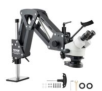 VEVOR Microscopio Multidirezionale con Staffa Molla, Microscopio con Ingrandimento 7X-45X, per Micro Gioielli Intarsiati con Luce LED Anello USB Integrata, Microscopio Kit per Intarsi Gioielli