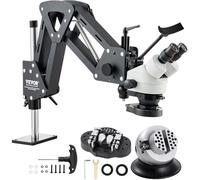 VEVOR Microscopio Multidirezionale con Staffa Molla, Microscopio con Ingrandimento 7X-45X, per Micro Gioielli Intarsiati con Luce LED Anello USB Integrata Morsa a Sfera 360°, per Intarsi Gioielli