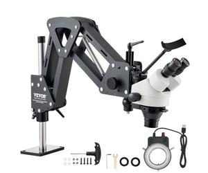 VEVOR Microscopio Multidirezionale con Staffa Molla, Microscopio con Ingrandimento 7X-45X, per Micro Gioielli Intarsiati con Luce LED Anello USB Integrata, Microscopio Kit per Intarsi Gioielli
