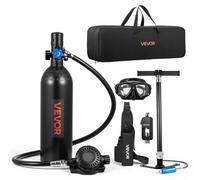 VEVOR Mini Bombola Subacquea per Immersioni, Set di Bombola Subacquea Portatile 1 L Mini Scuba Tank Ricaricabile Fino a 20 Minuti con Borsa a Spalla, Maschera Singola, Pompa Manuale e Borsa a Rete