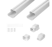 VEVOR Mini Copertura Split Line, 75 mm di Larghezza 2270 mm di Lunghezza, Copertura Decorativa in PVC per Condizionatori d'Aria con 2 Condotti Dritti, Verniciabile per Pompe di Calore, Bianco