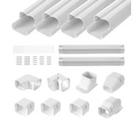 VEVOR Mini Copertura Split Line, 75 mm di Larghezza 5350 mm di Lunghezza, Copertura Decorativa in PVC per Condizionatori d'Aria con 4 Condotti Dritti, Verniciabile per Pompe di Calore, Bianco
