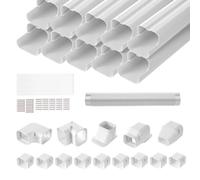 VEVOR Mini Copertura Split Line, 75 mm di Larghezza 5400 mm di Lunghezza, Copertura Decorativa per Condotti in PVC per Condizionatori d'Aria con 10 Condotti Dritti, Bianco