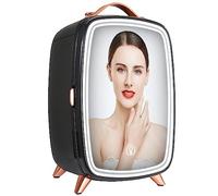 VEVOR Mini Frigorifero Portatile Nero Capienza Max. 6L Funzione Raffreddamento 18W Intervallo Temperatura 15 ℃, con Luce LED per Trucco Bellezza Prodotto Cosmetico Rumore 38dB
