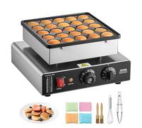 VEVOR Mini Macchina di Pancake, 25 Piastre per Waffle e Muffin da 43 mm di Diametro, Griglia Antiaderente in Acciaio Inox, Controllo Temperatura e Tempo, Cucina di Casa e Ristorante