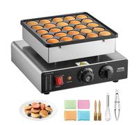 VEVOR Mini Macchina di Pancake, 25 Piastre per Waffle e Muffin da 43 mm di Diametro, Griglia Antiaderente in Acciaio Inox, Controllo Temperatura e Tempo, Cucina di Casa e Ristorante