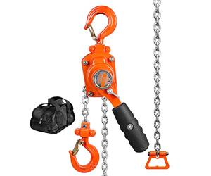 VEVOR Mini Paranco a Catena Manuale Altezza di Sollevamento 2,8m Capacità Carico Max. 0,25 Tonnellate Forza di Trazione 260N, Paranco a Catena Manuale per Sollevamento 0,25T in Acciaio al Carbonio G80