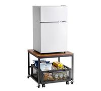 VEVOR Mini Portafrigo con Capacità di Carico di 90 kg, Tavolino da Frigo con Carrello Mobile e Ruote Girevoli, Portafrigo per Bevande per Caffè Bar, Portafrigorifero per Appartamento Marrone