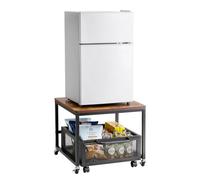 VEVOR Mini Portafrigo con Capacità di Carico di 90 kg, Tavolino da Frigo con Carrello Mobile e Ruote Girevoli, Portafrigo per Bevande per Caffè Bar, Portafrigorifero per Appartamento Marrone