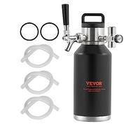 VEVOR Mini Spillatore di Birra Portatile Capacità 1,89L, Mini Fusto Nero per Birra Artigianale Portatile Pressione Regolabile 0~30PSI Funzione Refrigerazione & Isolamento da Campeggio Evento Carnevale
