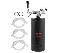 VEVOR Mini Spillatore di Birra Portatile Capacità 4 L con Rubinetto, Mini Fusto Nero per Birra Artigianale Portatile Pressione Regolabile 0~30PSI da Campeggio Festa Evento Carnevale, Spillatore Birra