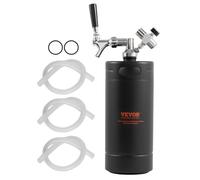 VEVOR Mini Spillatore di Birra Portatile Capacità 4L con Rubinetto, Mini Fusto Nero per Birra Artigianale Portatile Pressione Regolabile 0~30PSI da Campeggio Festa Evento Carnevale, Spillatore Birra